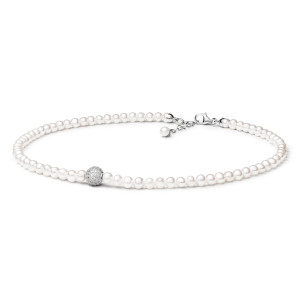 Colier cu perle naturale si bila de argint cu cristale DiAmanti L192-29-G (Argint 925‰ 2,7 g.)
